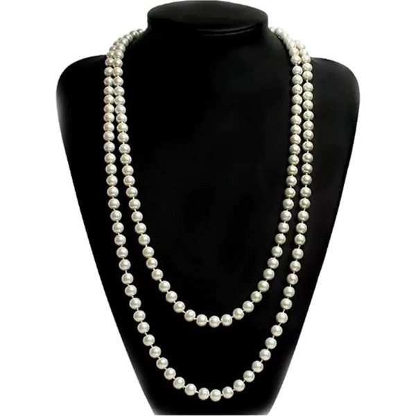 White Pearl Necklace, Costume Accessories, Long Pearl Necklace, Lady White