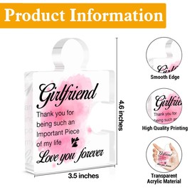 Girlfriend Gifts for Women Her, Gifts for Girlfriends Valentines Day Anniversary National Girlfriends Day Birthday, Girlfriend Acrylic Puzzle Plaque Decorative