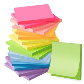 Paquete de 16 notas adhesivas de 3 x 3 pulgadas, almohadillas autoadhesivas de colores brillantes, notas adhesivas reciclables, fáciles de pegar para 