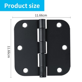 AIBOVI Matte Black Door Hinges 3.5 x 3.5 Inch Interior 3 1/2 Inch Door Hinges for Doors Rounded 5/8" Radius Corners Flat Iron Hinge (12 Pack)