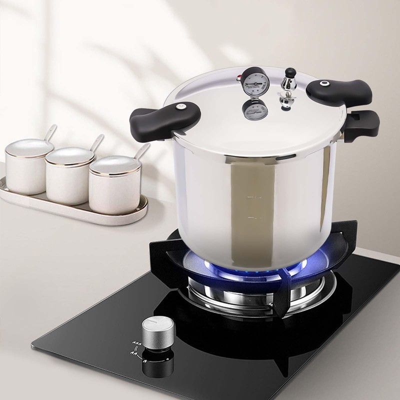 22L Pressure Canner Aluminum Pressure Cooker with Steam Guage, Thickened