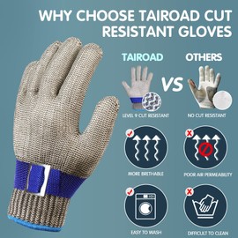 ANSI A9 Cut Resistant Glove [Upgrade], Cutting Glove Stainless Steel Wire Mesh Metal Glove