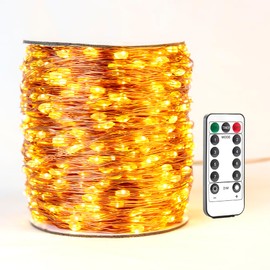 RESNICE 200Ft Long Fairy Lights Plug in Waterproof Outside Copper Wire String Lights with Remote 600 High-Bright LEDs for Garden, Porch, Patio, Christmas Wedding Party Decoration