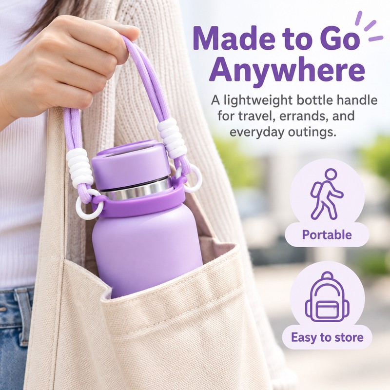 Silicone Water Bottle Handle Strap for Carrying – Portable Sling