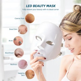 Máscara De Belleza Terapia Facial Con Fotones Led 7 Colores                                                                                           