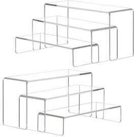 AMIAZI® 6 pcs Clear Acrylic Showcase Display Risers Dessert and Cupcake Stand Risers for party event shoe Riser Display Organizer Cosmetics Display Riser