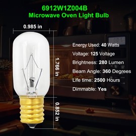 Microwave Light Bulbs for LG Microwave Oven - 6912W1Z004B 125V 40W E17 BaseT8 Bulb Compatible with LG Frigidaire Kenmore Whirlpool GE Oven The Range Microwave,Kitchen Night Light, Dimmable,4 Pack