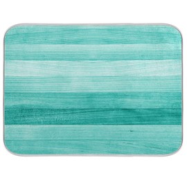 Teal Turquoise Green Wood Dish Drying Mat for Kitchen, Absorbent Microfiber Drying Pad Dish Mat, 24" X 18"