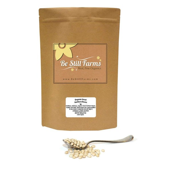 Be Still Farms Organic Great Northern Beans (5lb) USDA Certified - Bulk | Non-GMO | Vegan | Bag Large | Dried Great Northern Beans come with No Salt Added |