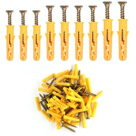 120 Pcs Drywall Anchors and Screws, CuiCanfla PVC Expansion Wall Screw Plug Screw Fixings + Self-Tapping Screws Fastener Hardware Kit, for Masonry Screw