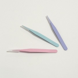 Mini Tweezers Straight Tongs Dakku Sticker Tweezers - Pink / 미니 핀셋 일자형 집게 다꾸 스티커 쪽집게 - 핑크