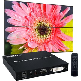 NINGKANGSHENG 4K 60Hz Video Wall Controller 2x2 HDMI/DVI Inputs 4 HDMI Output Video Processor Support 180 Degree Rotation 1X2 2X1 1X3 3X1 1X4 4X1 Screen Splicing