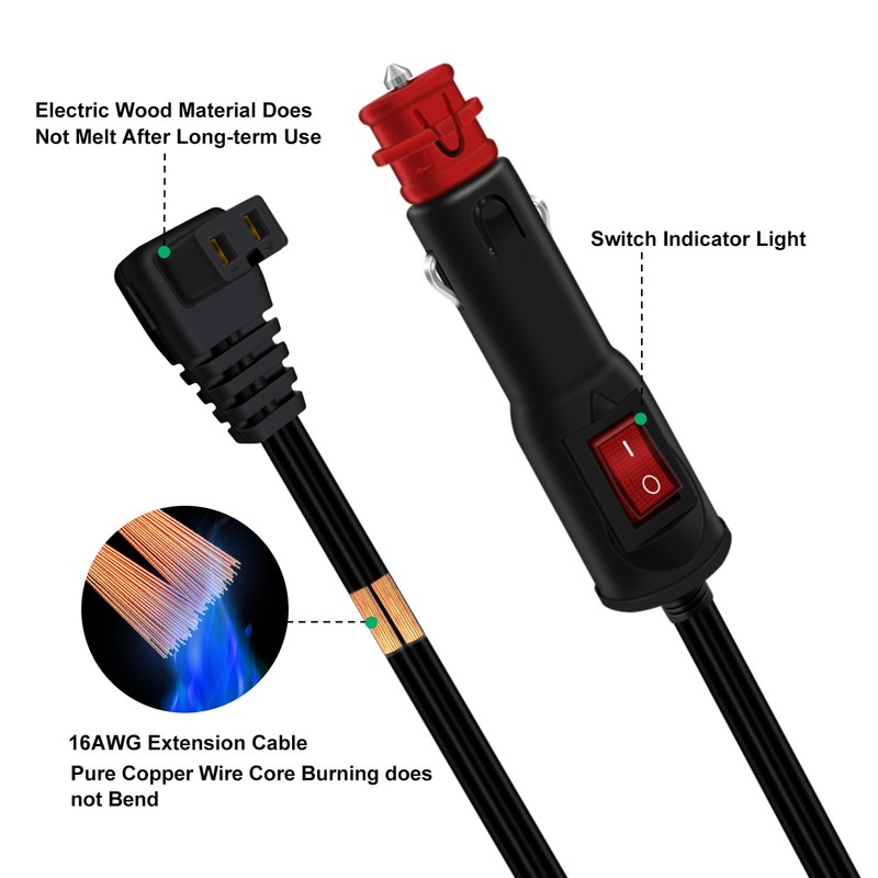 HuaLiSiJi Car Cool Box Cable with Switch 12 V 24