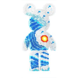 dOHOb Blue and White Sunrise Bear Building Block Set, 9435 Pieces, Collection Display Set for Adults