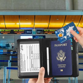 All-in-One Passport and Vaccine Card Holder – RFID Blocking Travel Wallet with Clear Slot for CDC Card, Slim Passport Cover for Men & Women, Travel Essentials Organizer,Butterfly and Sunflower