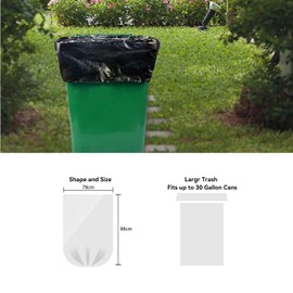 WAIKAS Trash Bag 30 Gallon, 10 Count, Big Garbage Bags, No Flaps/Ties, 78x88cm,33.5g/pc, Unscented, Black