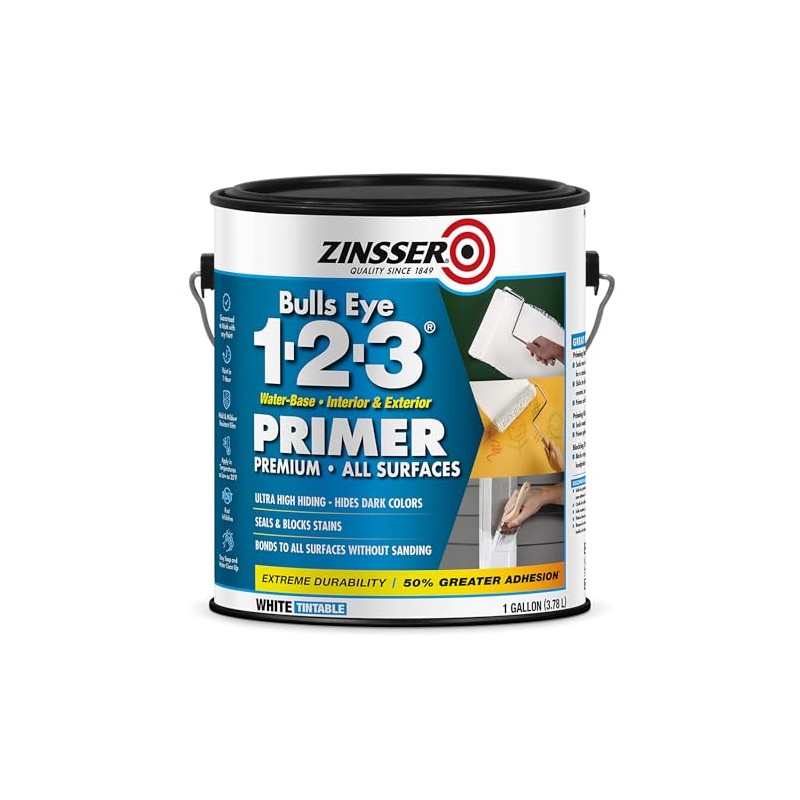 Zinsser 2001 Bulls Eye 1-2-3 All surface Primer, Gallon, White