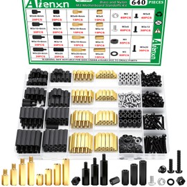 Aienxn 640PCS M3 Brass and Nylon Motherboard Standoffs Kit, Male Female Hex Spacer Standoff Screws Nuts Suitable for Circuit Board, PCB Board etc