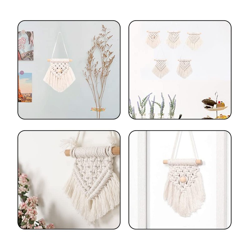 Gotetiso Pack of 5 Macrame Pendants Mini Macrame Wall Hanging