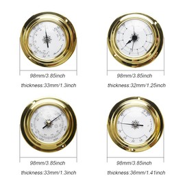 4-Pack Mini Hygrometer Thermometer, Weather Station Set, Portable Marine Wall Mounted Barometer Clock Meter Thermometer Hygrometer Kit