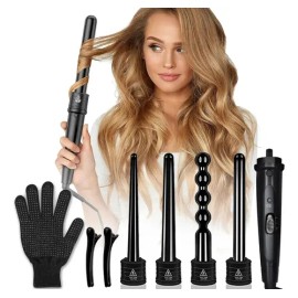 Ferros Rizadora Para Cabello Profesional De Cerámica 19-25mm 4 En 1 Con Guante Ceramicas Calentamiento Rapido 30S Temperatura Ajustable 150-210       