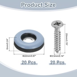 uxcell 20Pcs Screw on Furniture Sliders, 0.87"(22mm) Round Furniture Glides Sliders, Chair Leg Sliders Floor Protectors Pads, Furniture Pads with Screws for Chairs, Cabinets, Light Blue