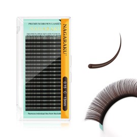 NAGARAKU Dark Brown Color Individual Eyelash Extensions Classic Lashes Faux Mink Soft False Eye Lashes Supplies 20 Rows(0.15mm C curl 13mm)