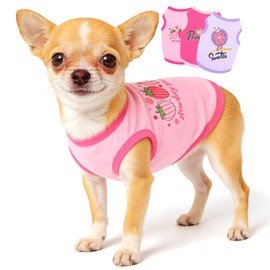 3 Pieces Chihuahua Clothes Dog Summer Shirts Dog Clothes for Small Dogs Girl Pink Cute Strawberry Donut Printed Soft Puppy Outfits Pet Tshirts XXS (Pink,Rose,Purple,XXSmall)