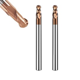 ASNOMY Set of 2 Solid Carbide Radius Milling Cutter Ball End Mill Diameter 4 mm AlTiN Coating HRC 55, Carbide Ball End Mill, 2 Teeth CNC Engraving Cutter for Metal