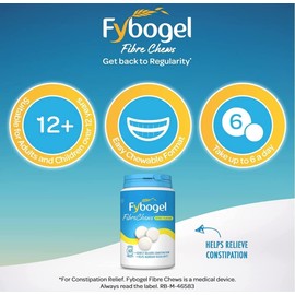 Fybogel Fibrechews Citrus - Fibre Chews, Citrus, 60 Tablets, Effective Constipation Relief, Maintains Regularity