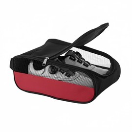 Sanseenia Outdoor Golf Shoe Bag for Travel, Waterproof & Breathable Zippered Sports Golf Shoe Carrier Bags for Men Women, Red, Golf
