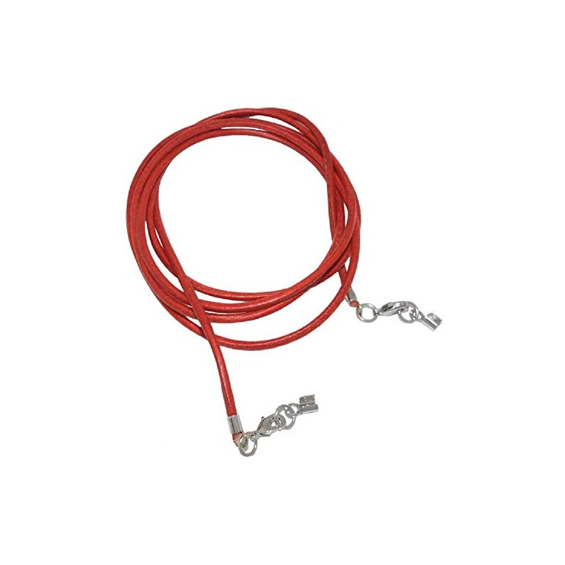 Unbespielt Leather Cord Necklace Red Women Men Two Lobster Clasp