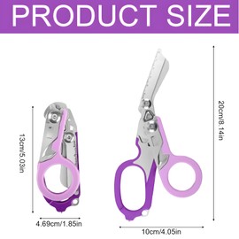 Ziyero 6 in 1 Raptor Response Emergency Shears, Tough Cut Scissors, Multi Tool Pliers Shears, Tactical Folding Pliers with Strap Cutter and Glass Breaker - Purple