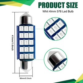 QZTYTY 2PCS 578 LED Extremely Bright Bulbs, Car Led Lights Interior, 400LM 2835 Chipsets for LED Interior Dome Map Door Lights Bulbs 211-2 212-2 569 6411 6451 41mm 42mm 1.65inch 6500K