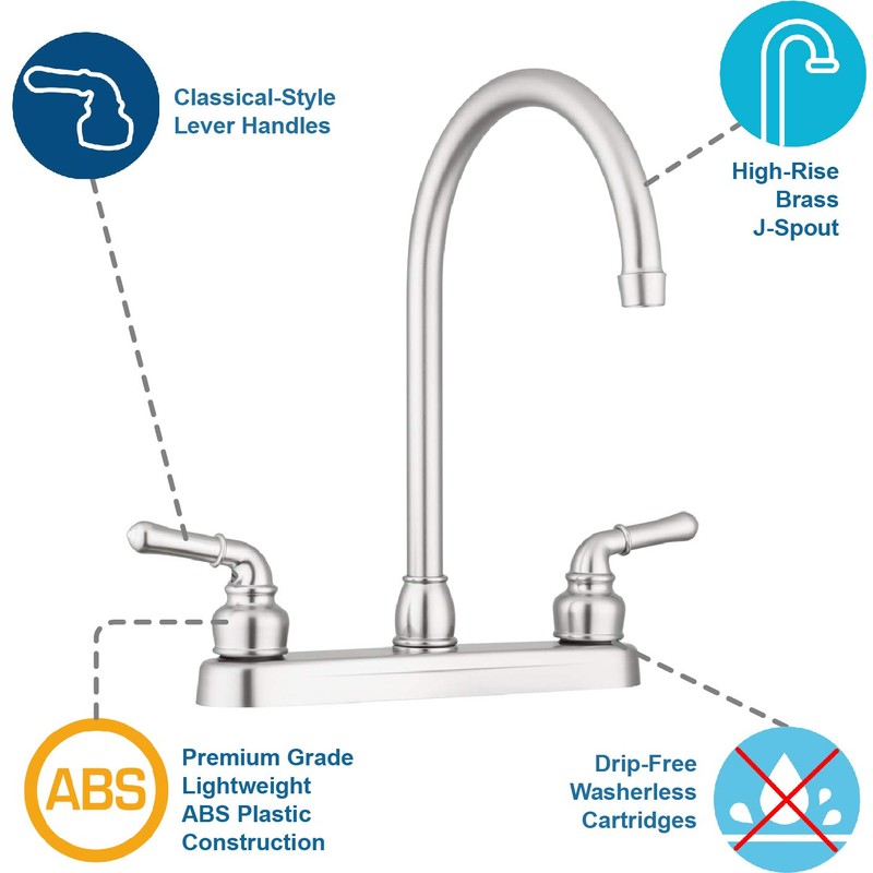 Pacific Bay Lynden Modern High Arc Kitchen Sink Faucet -