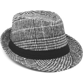 YeeHeen Fedoras Hat Trilby Jazz Panama Cap Vintage Gentleman Hat Short Brim Bowler Hat for Men Women Grey B