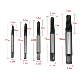 Vroxdrez Professional Screw Extractor Set 5 Pieces Made of HSS 4241, Left Extractor with Twist Drill, Screw Remover for Damaged Screws, Silver