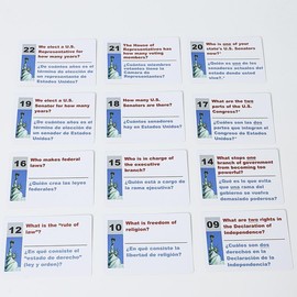 U.S. Civics Test Bilingual Flash Cards - English/Spanish