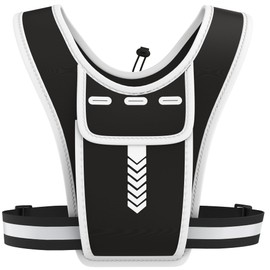 ECHOVO Reflective Running Vest for Men and Women, Lightweight Running Vest, Hydration Vest with 2 Pockets & Water Bottle, Adjustable Size, Jogging Hydration Backpack for Running & Fitness, black,