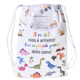 MKISHINE Kindergartenrucksack mit personalisiertem Namen – Kindergartentasche für Mädchen mit motivierendem Spruch + 2 personalisierbare Karten Rucksack Kindergarten Original, Dinosaurier, M