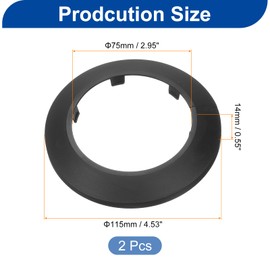 QUARKZMAN 2 Pieces Flange Pipe Cover Decoration with 75mm OD PP Plastic Radiator Rosette Buckle Type Round Water Pipe Cover Black