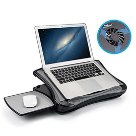MAX SMART Soporte de regazo para laptop con alfombrilla de mouse adjunta, cojín y ventilador de refrigeración USB, soporte antideslizante para computa