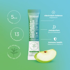 Wassen Hydrate + Replenish Electrolytes Sachets - 14 Sachets | Rehydration Sachets to Rehydrate & Replenish Lost Electrolytes | Spirulina Powder| Magnesium Sachets to Maintain Normal Energy Levels