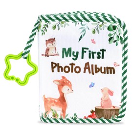 ZOIIWA Baby's My First Family Album Soft Photo Cloth Book Green Leaves My First Book of Photos Baby Memory Album Gift Holds 4x6 Pictures for Babies Newborn Toddler & Kids Baby Shower
