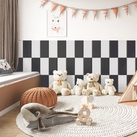 YLL YLL Peel and Stick Headboard Black Upholstered Wall Panels Pack of 4 Panels 3D Anti-Collision Wall Padding Wall Mounted headboard Soundproof Wall Panels