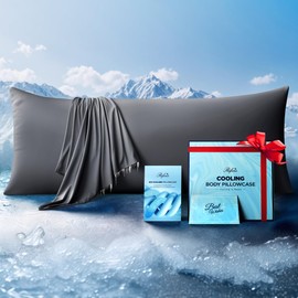 Ice Cooling Body Pillowcase for Hot Sleepers, Stay Cool All Night, Silky Touch Long Body Pillow Cases with Invisible Zipper, Soft Breathable Body Pillow Cover, Gift for Men Women - 20"x54", Dark Gray