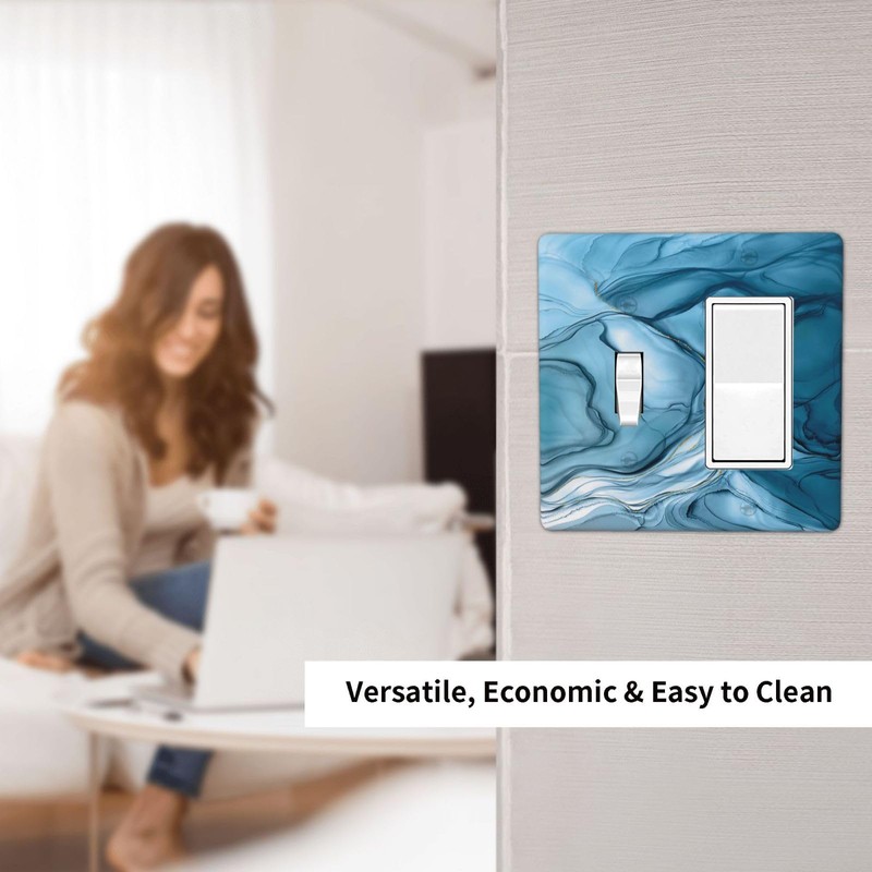 Blue Navy Marble 2 Group Switch Rocker Combination Wall Plate