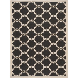 SAFAVIEH Courtyard Collection Area Rug - 8' x 10', Black & Beige, Trellis Design, Non-Shedding & Easy Care, Indoor/Outdoor & Washable-Ideal for Patio, Backyard, Mudroom (CY6009-226)
