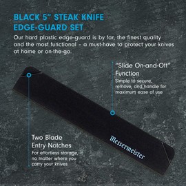 Messermeister 4-Piece Steak Knife Edge-Guard, Black - Fashionable & Functional Knife Protector for Steak Knives - 2 Blade Entry Notches - Includes 4 Steak Knife Edge Guards