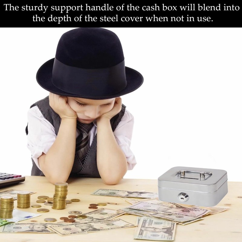 Elegant Steel Cash Box, Lockable, Small Cash Box, Lockable with